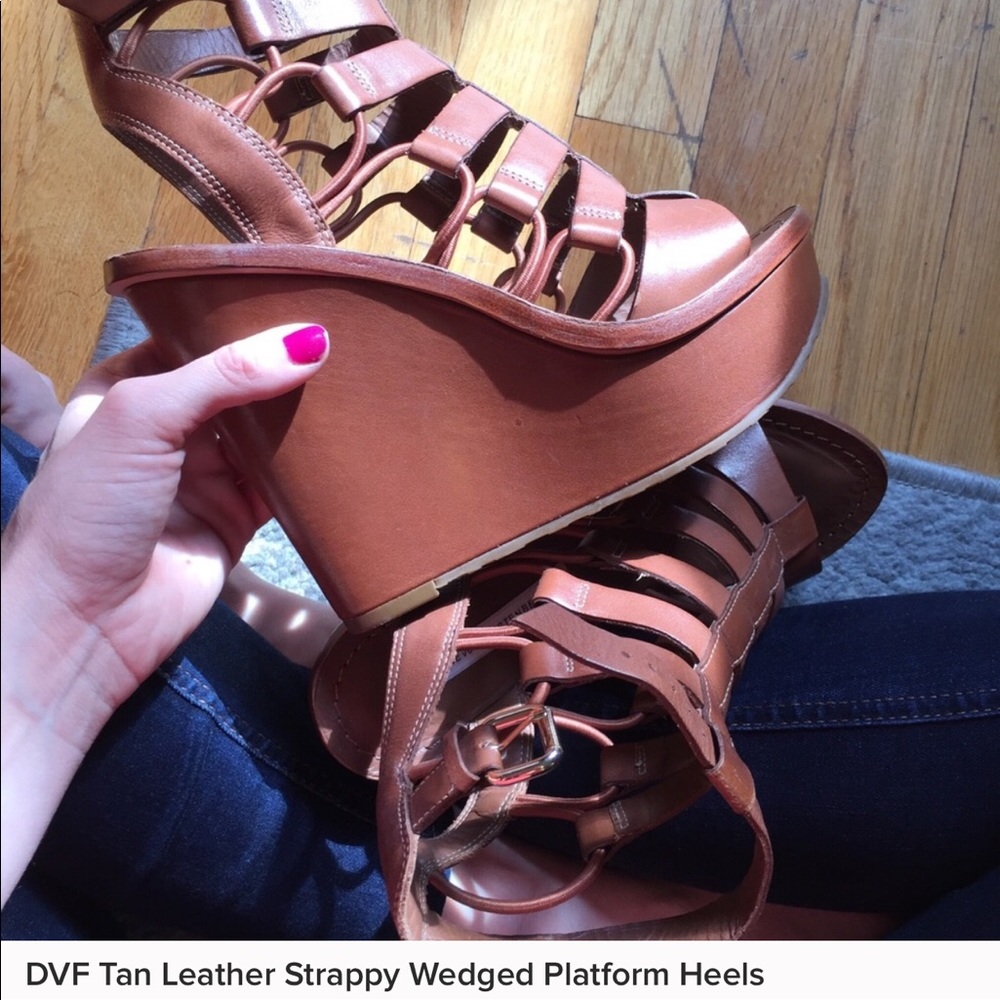 DVF TAM LEATHER STRAPPY WEDGES